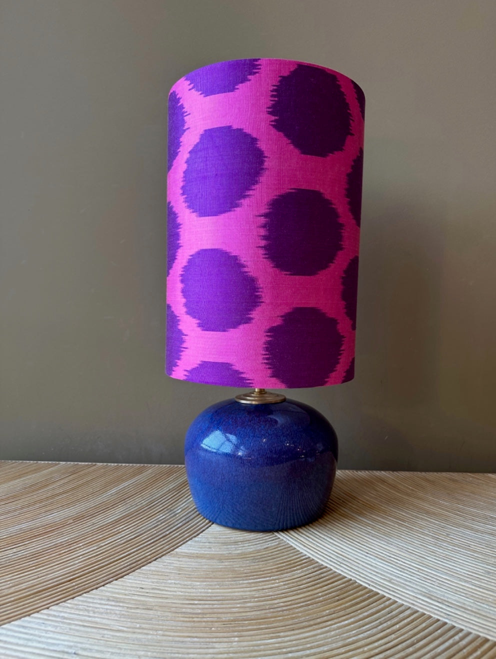 Purple Dots on Fuchsia Silk Ikat