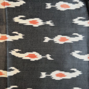 Black Fish Hook Silk Ikat