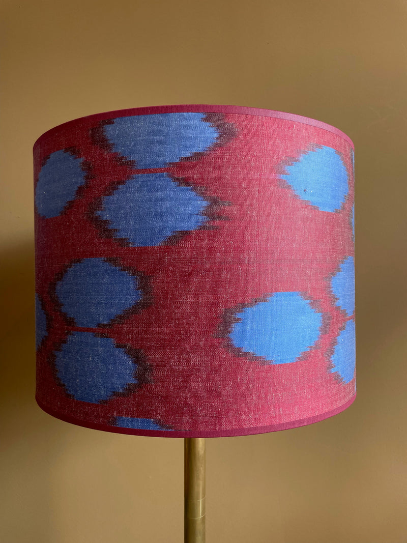 Blue Dots on Red Silk Ikat