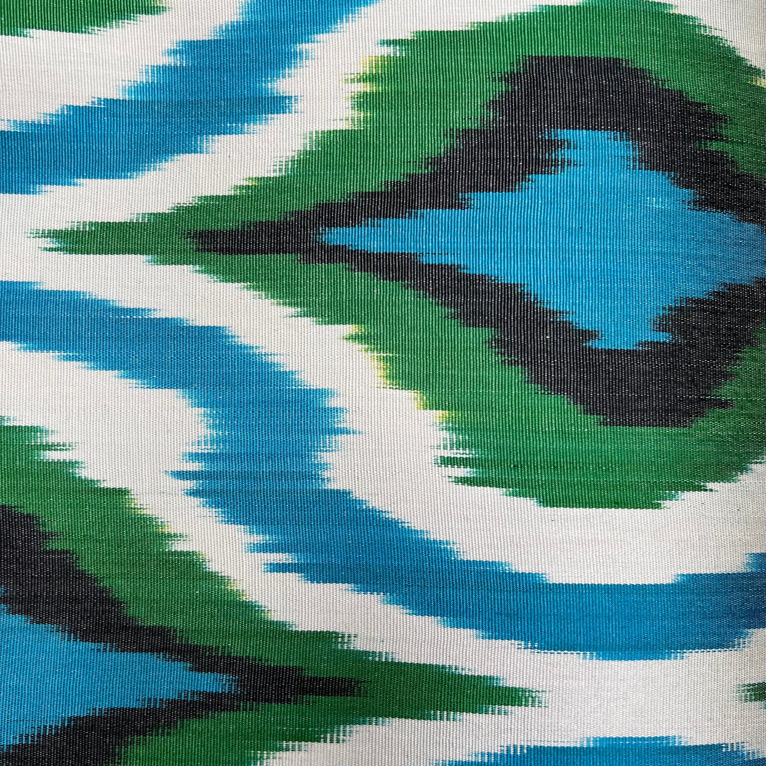 blue green Ikat stof