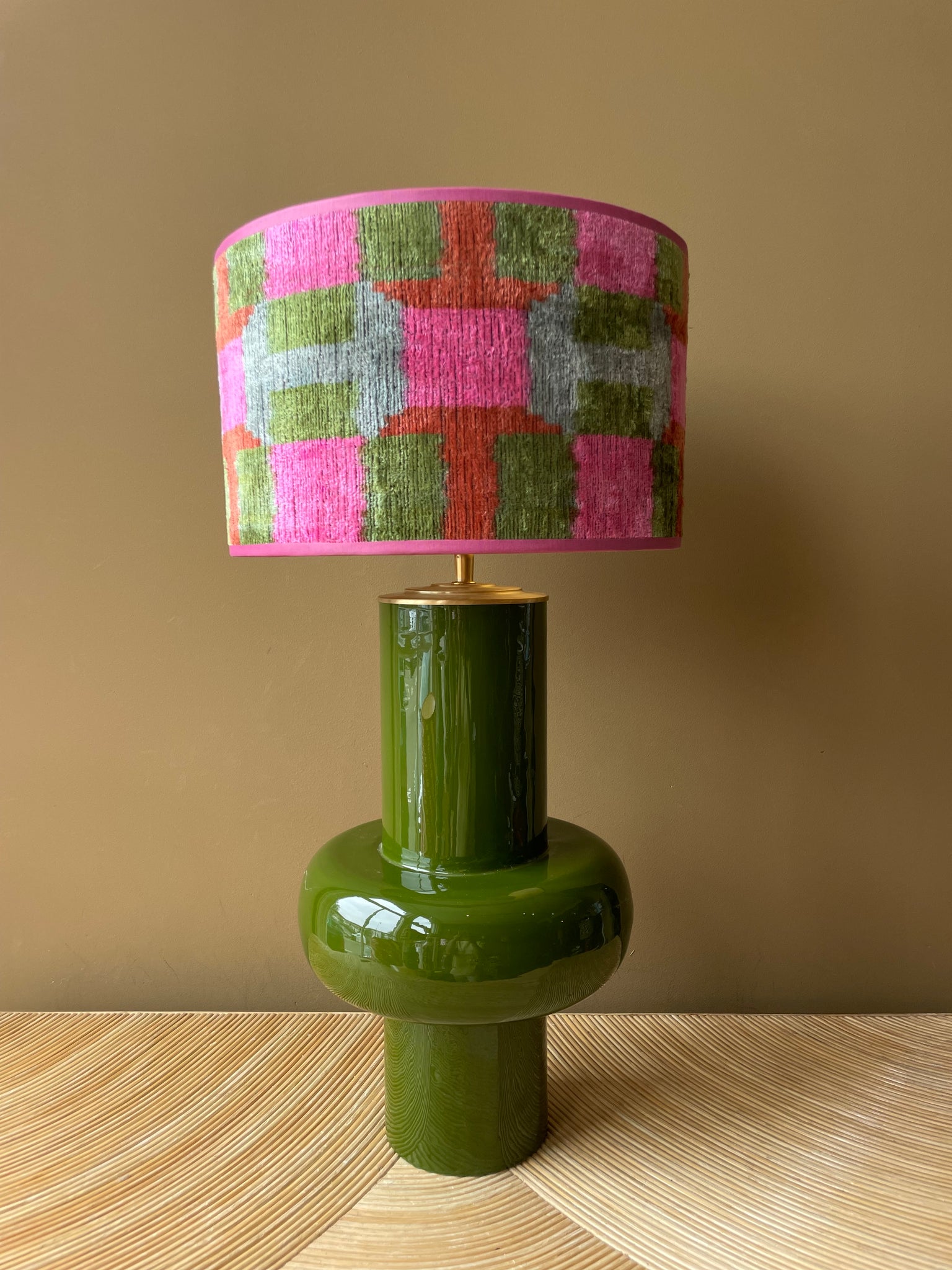 Velvet Pink + Green Squares X