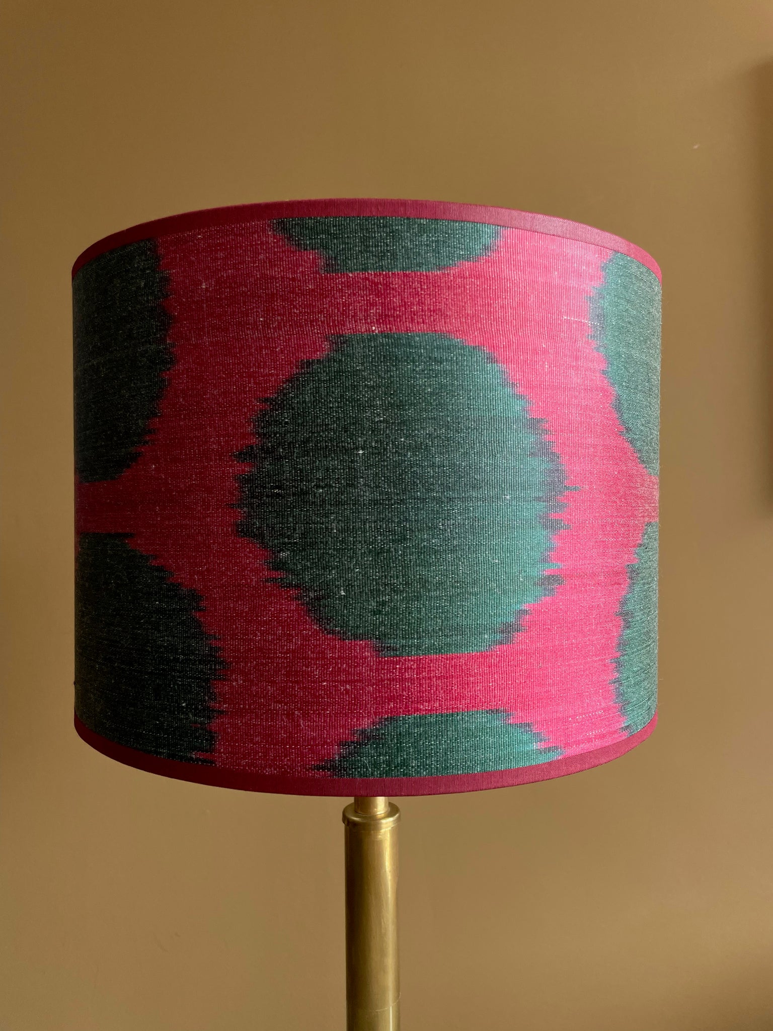 Green Dots On Cherry Silk Ikat