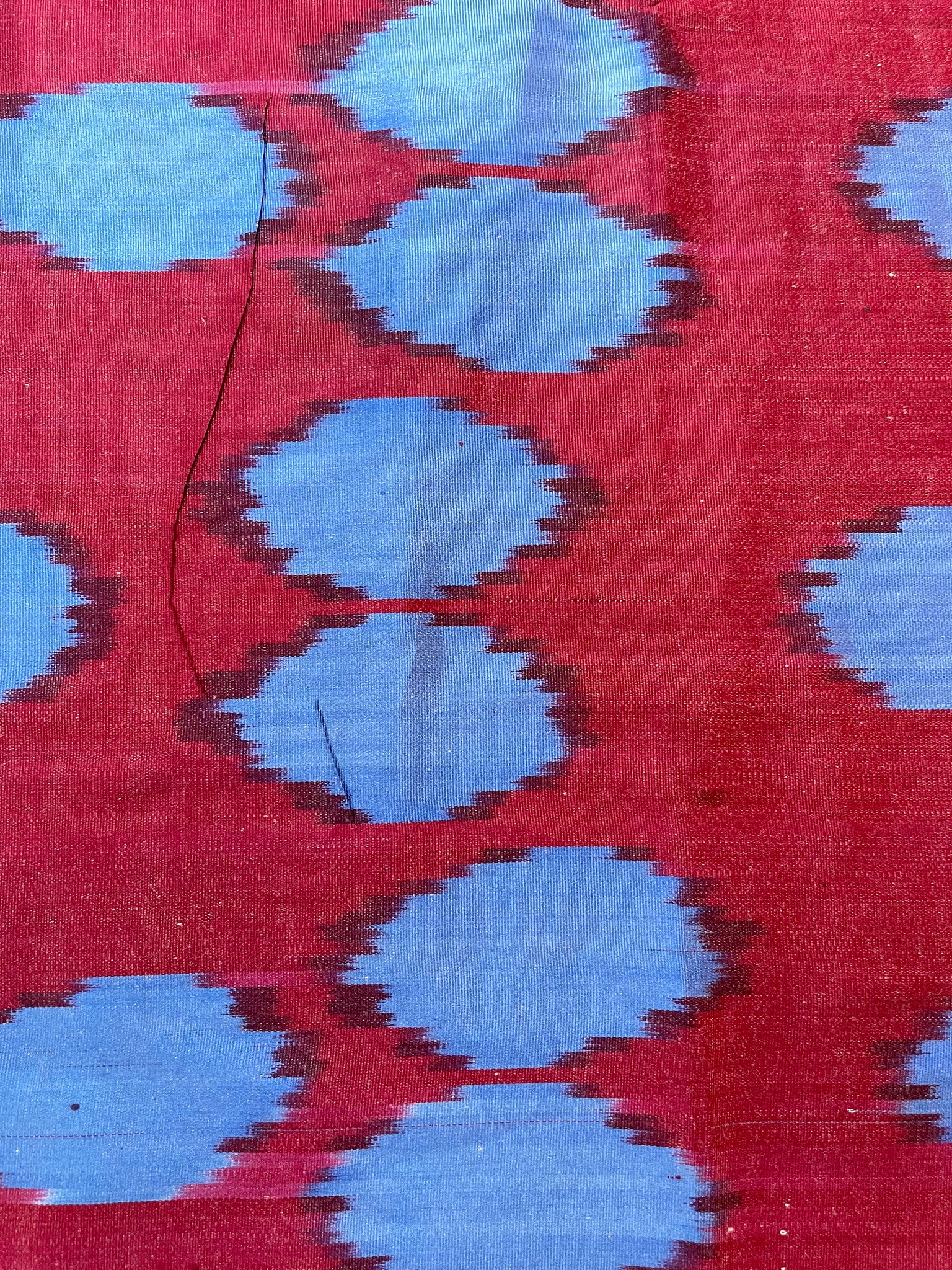 Blue Dots On Red Silk Ikat | Wall Light