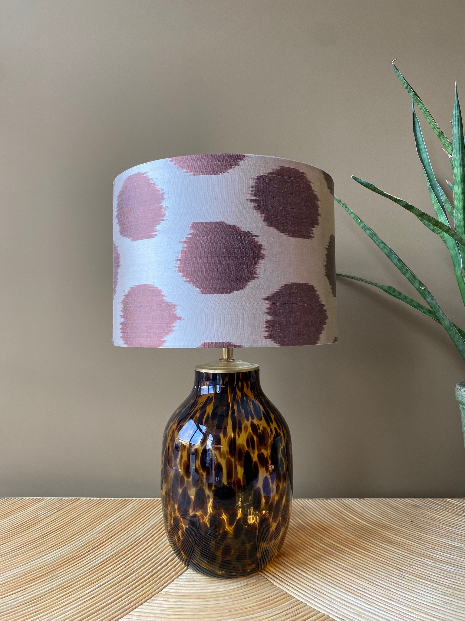 Red-brown Dots on White Silk Ikat X