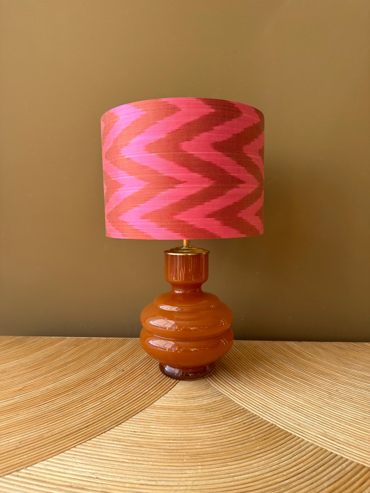 orange glass buns_pink & brown zigzag