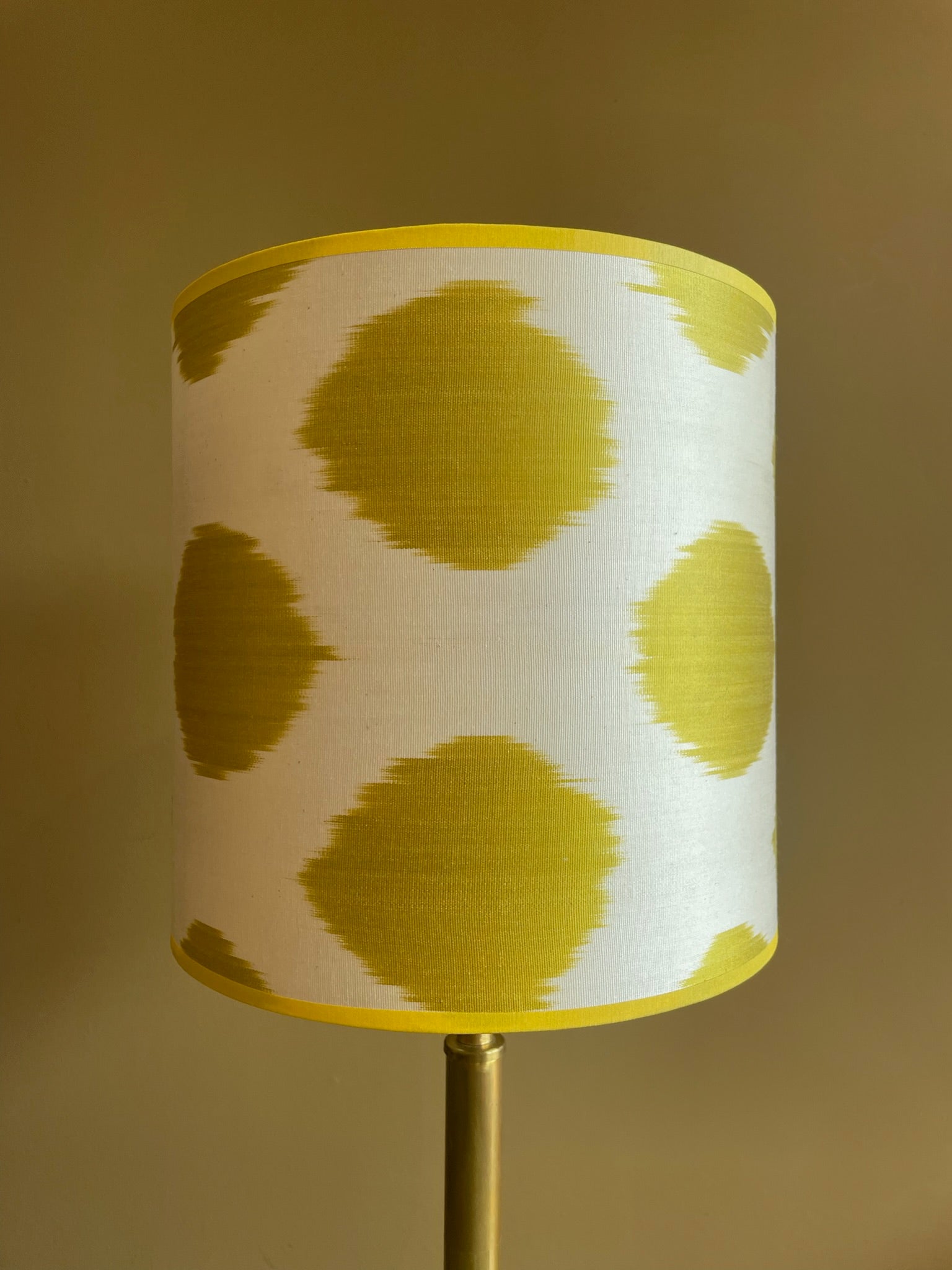 Yellow Dots on White Silk Ikat