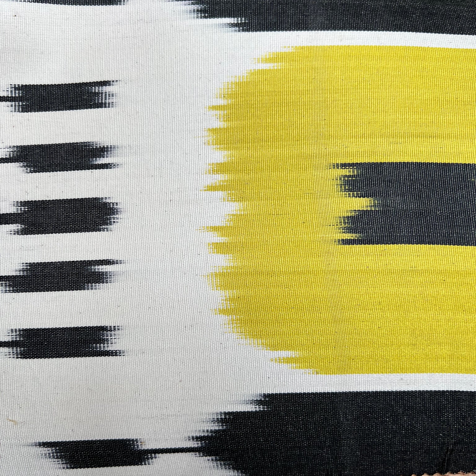 Yellow Black Flower Silk Ikat